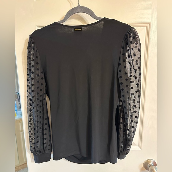 Anne Klein mesh polka dot long-sleeve faux wrap shirt. Size medium. NWT. - Picture 2 of 3